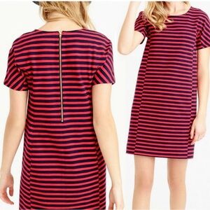 J. Crew Striped T-Shirt Dress, Short Sleeve Red/Navy Preppy Nautical - Small